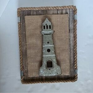 Nautical light house wall decor 3d art metal burlap wood rope